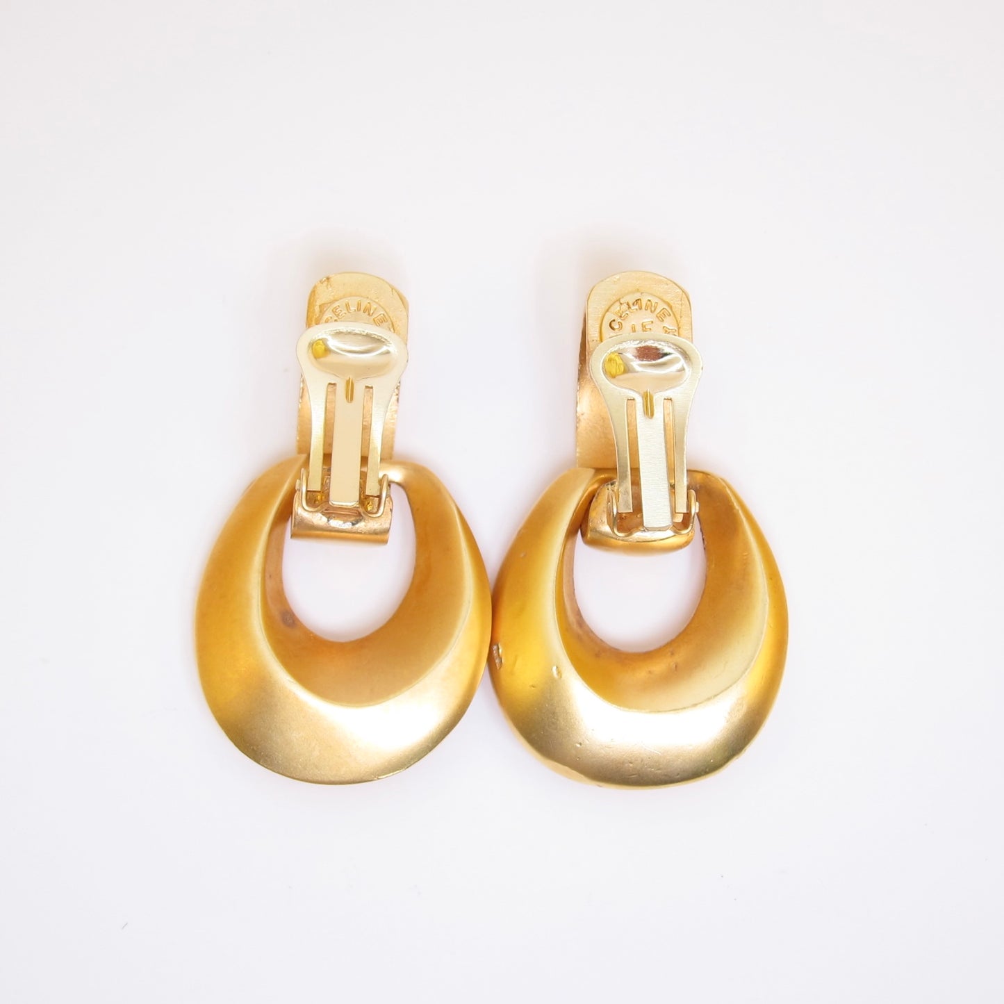 Celine Vintage Celine Logo 2-way Usage Golden Clip-on Earrings