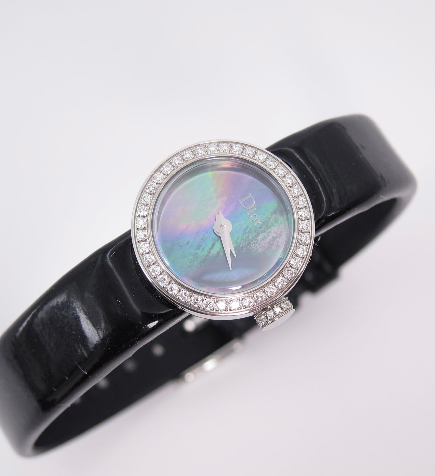 Christian Dior Vintage La Mini D De Dior Diamond and Black Shell Pearl Face Watch