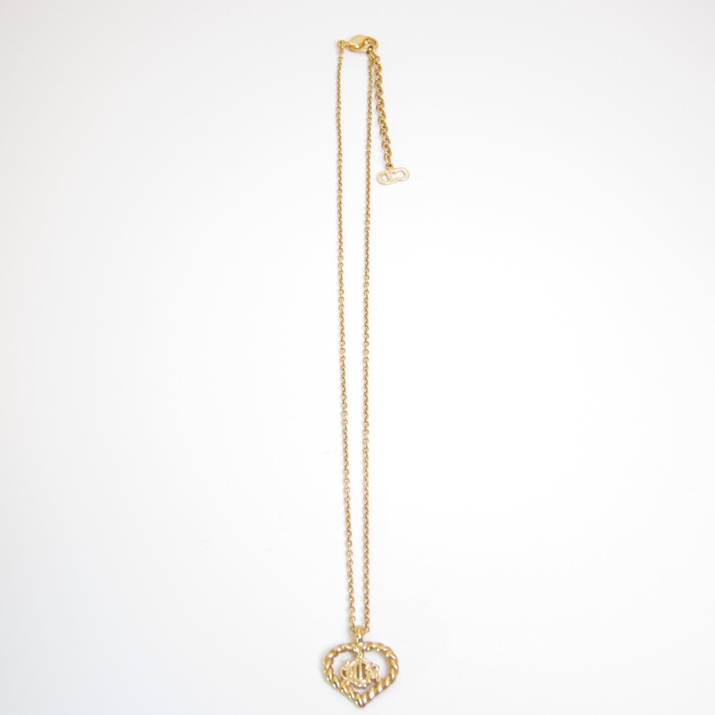 Christian Dior Vintage Dior Logo in Heart Golden Necklace
