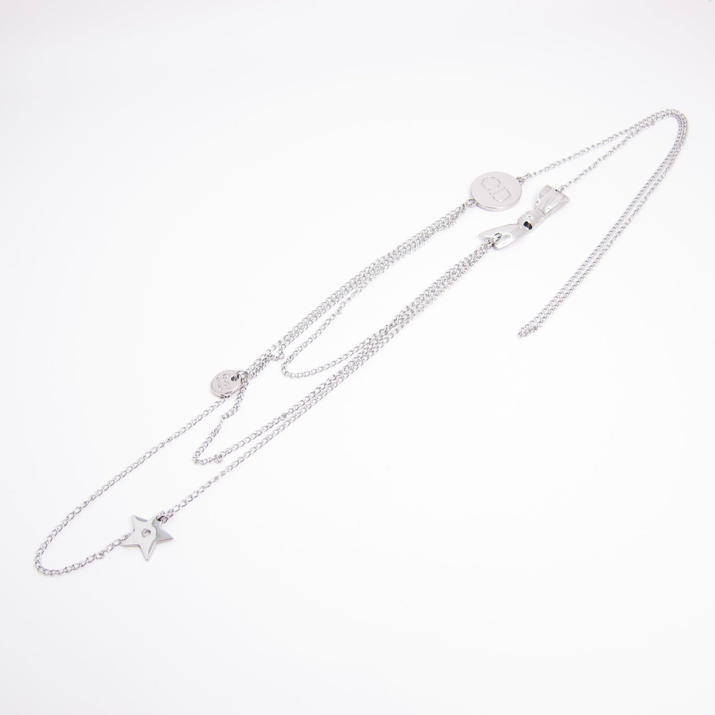 Christian Dior Vintage CD Logo and Charms Silver Long Necklace