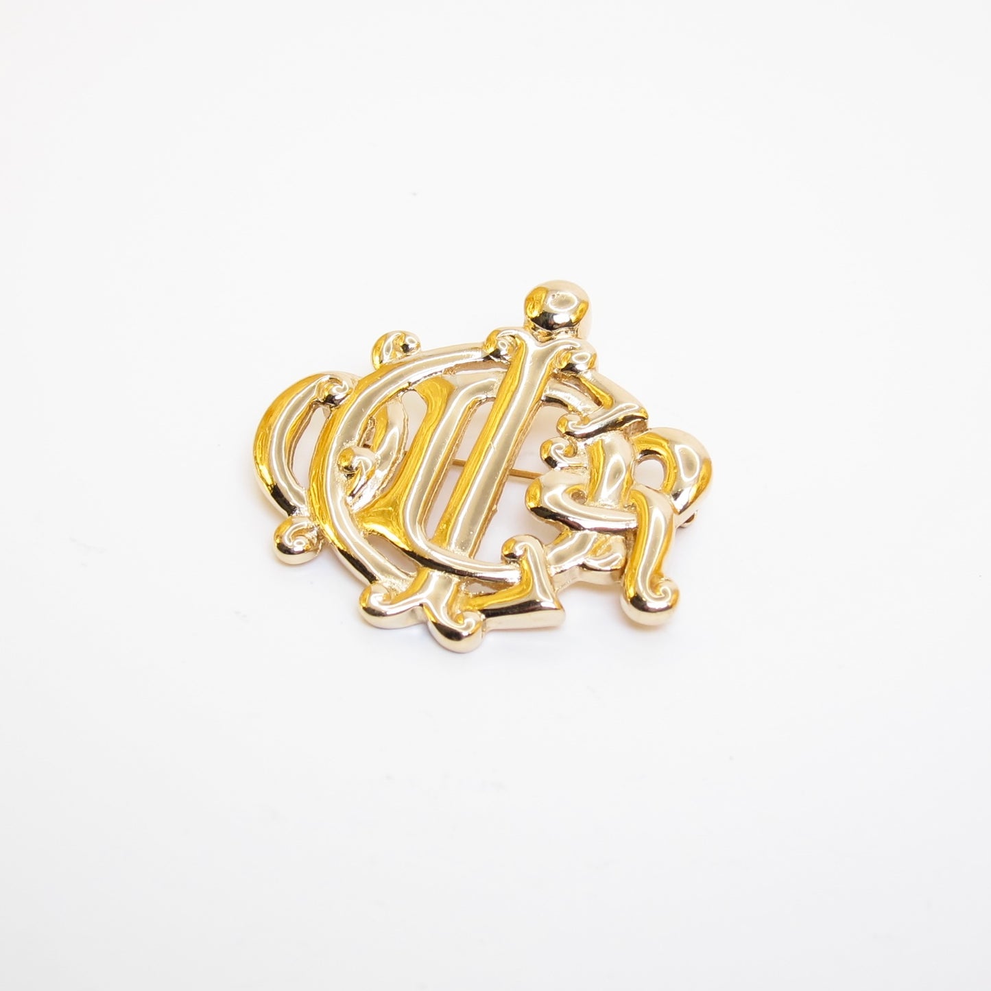 Christian Dior Vintage Dior Logo 金色胸針