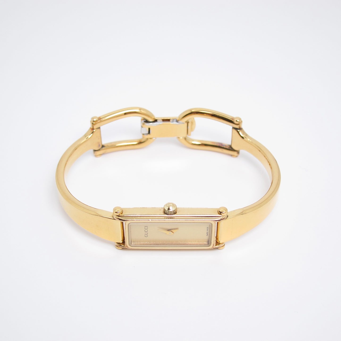 Gucci Vintage Rectangle Golden Face Bangle Watch