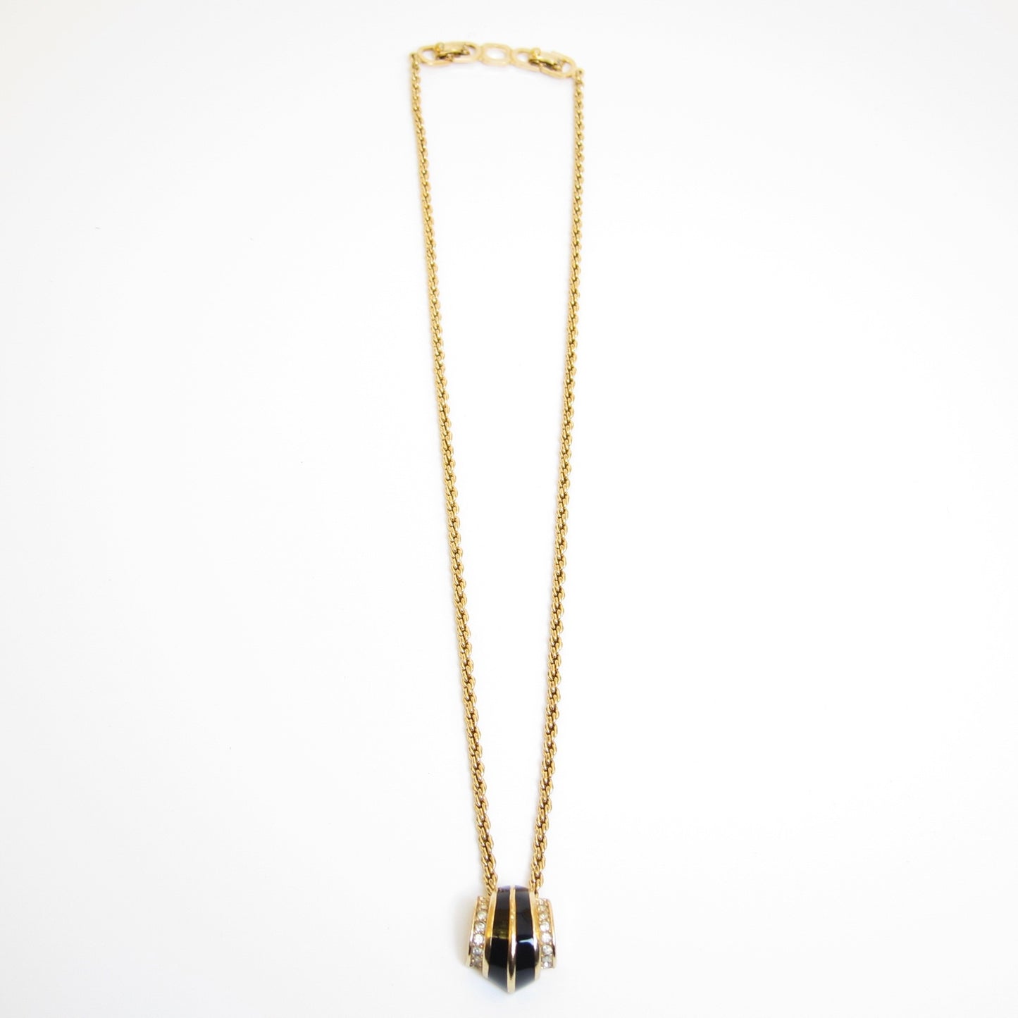 Christian Dior Vintage Black Enamel Crystal Collar Necklace