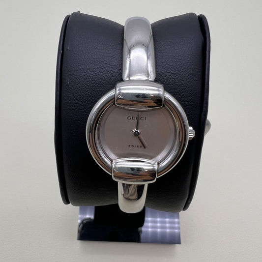 Gucci Vintage Round Shape Silver Face Bangle Watch