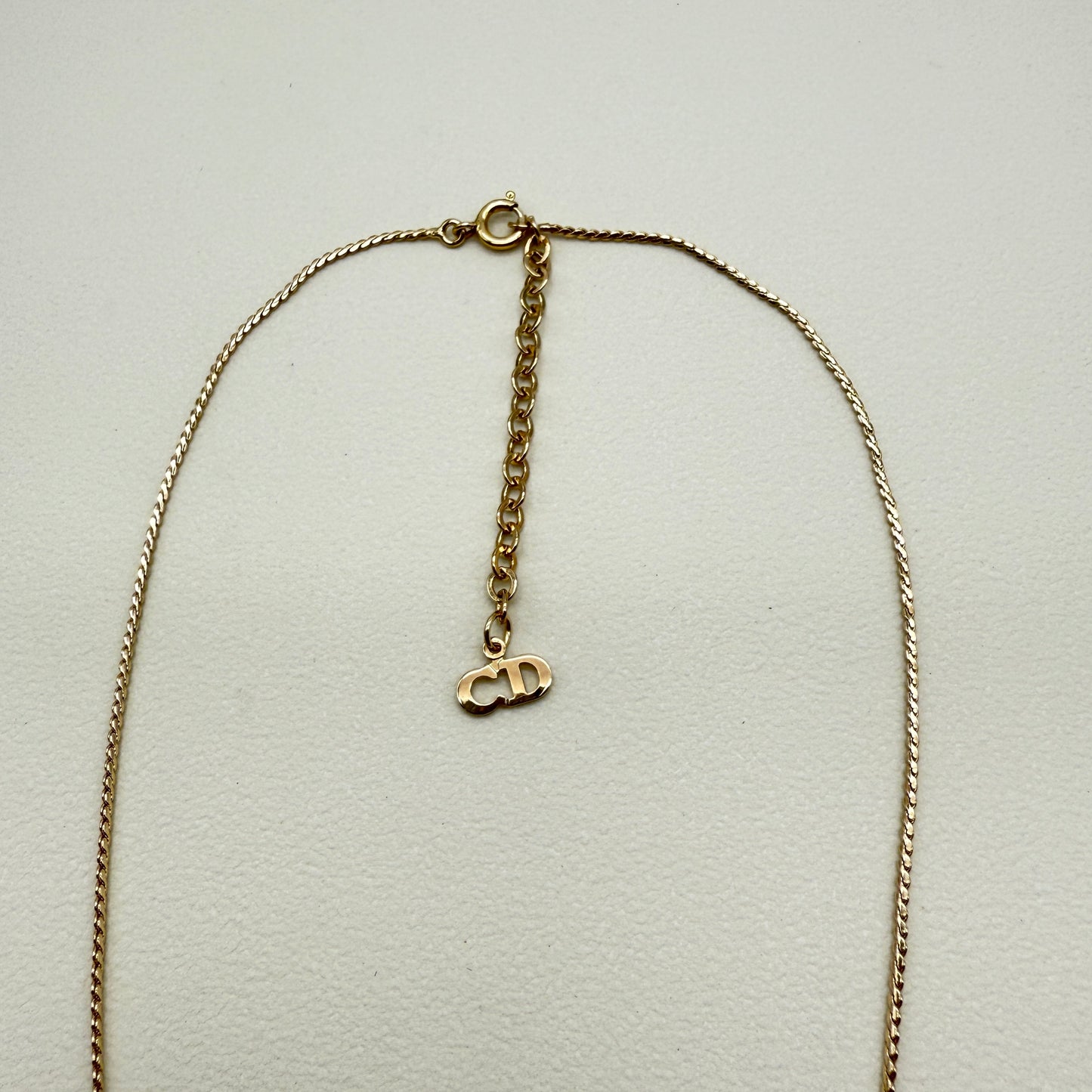 Christian Dior Vintage V Shape with Rhinestone Golden Necklace