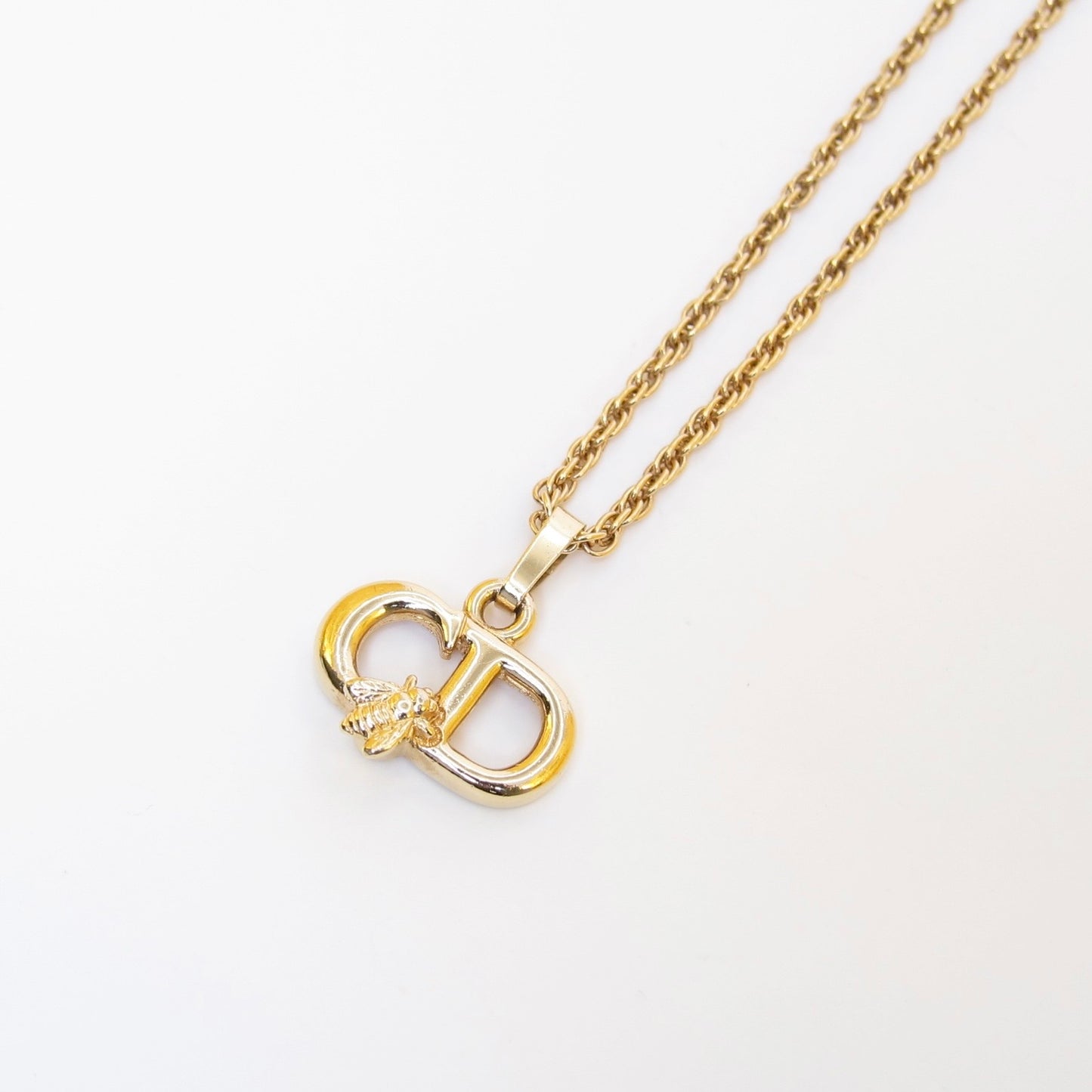 Christian Dior Vintage CD Logo with Bee Golden Necklace