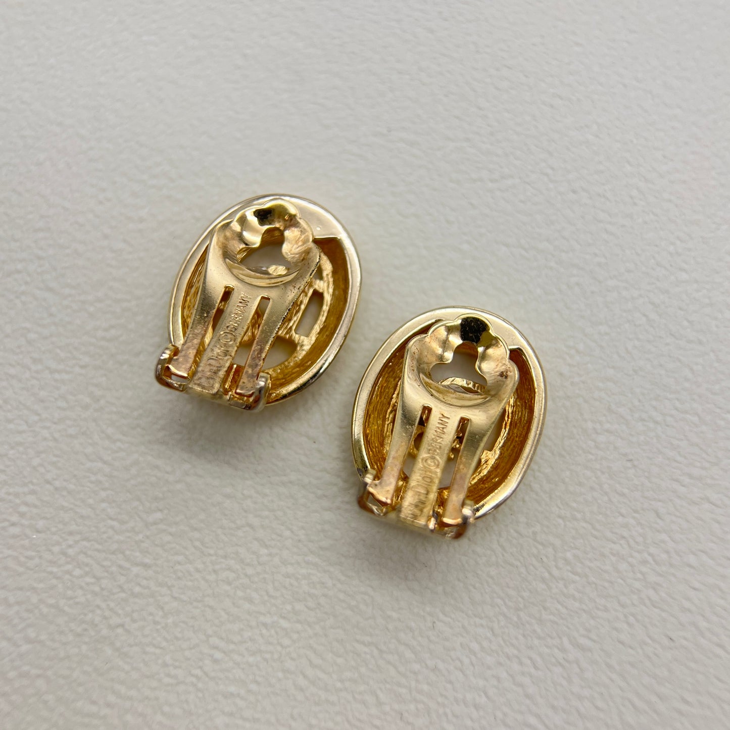 Christian Dior Vintage Dior in Oval Shape Golden Clip-on Earrings