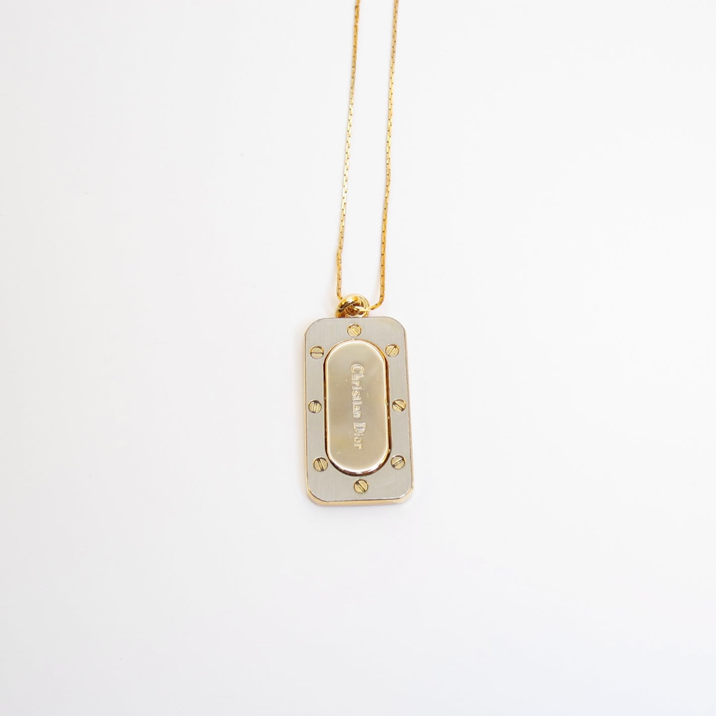 Christian Dior Vintage Christain Dior Logo on Silver and Golden Pendant Necklace