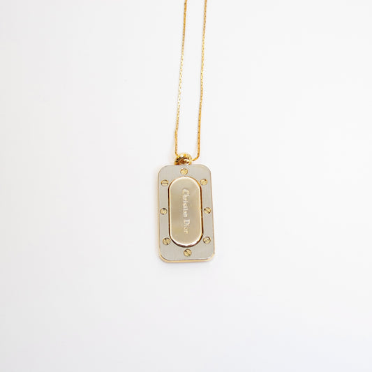 Christian Dior Vintage Christain Dior Logo on Silver and Golden Pendant Necklace