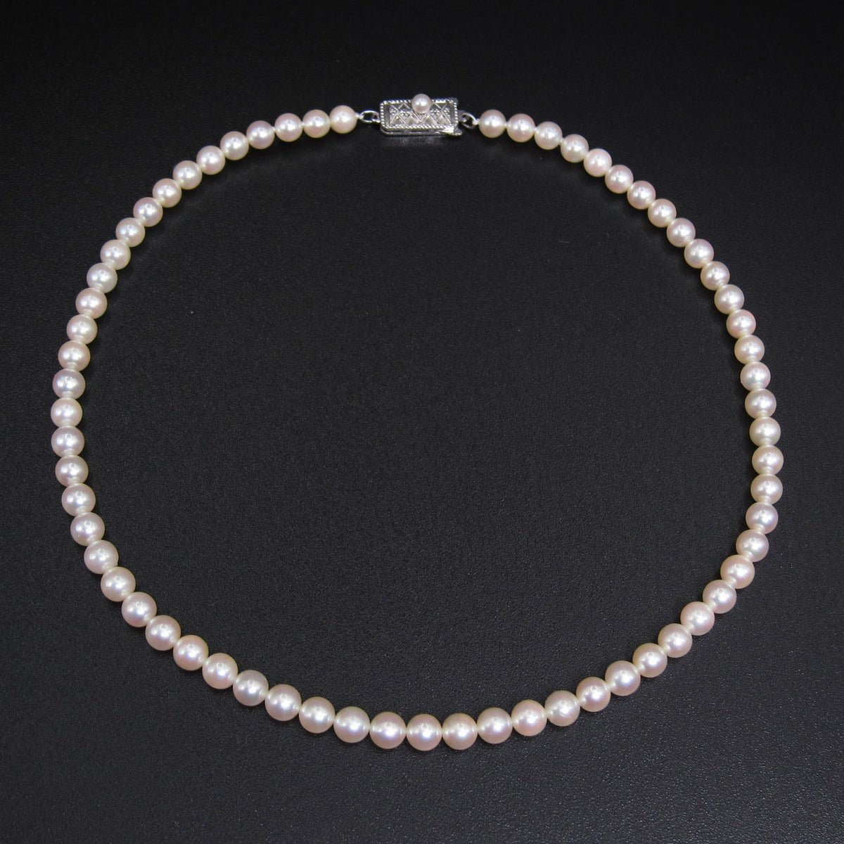 Mikimoto Vintage Akoya Pearl with SV Buckle Necklace