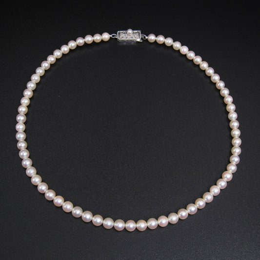 Mikimoto Vintage Akoya Pearl with SV Buckle Necklace