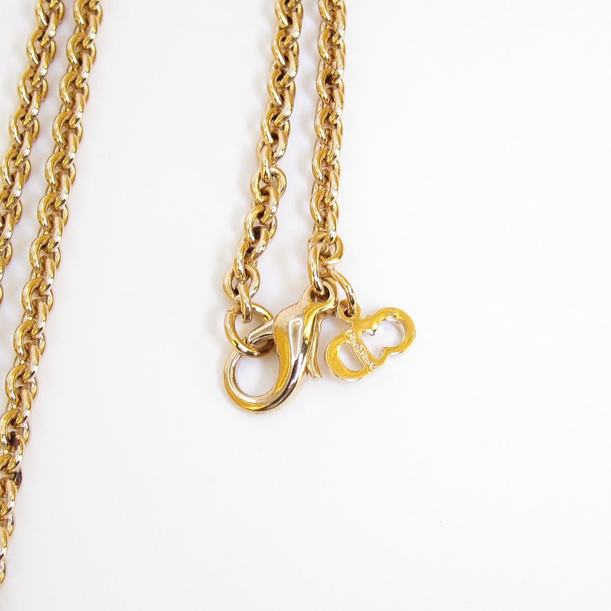 Christian Dior Vintage Dior Letter Charm with Rhinestone Golden Necklace