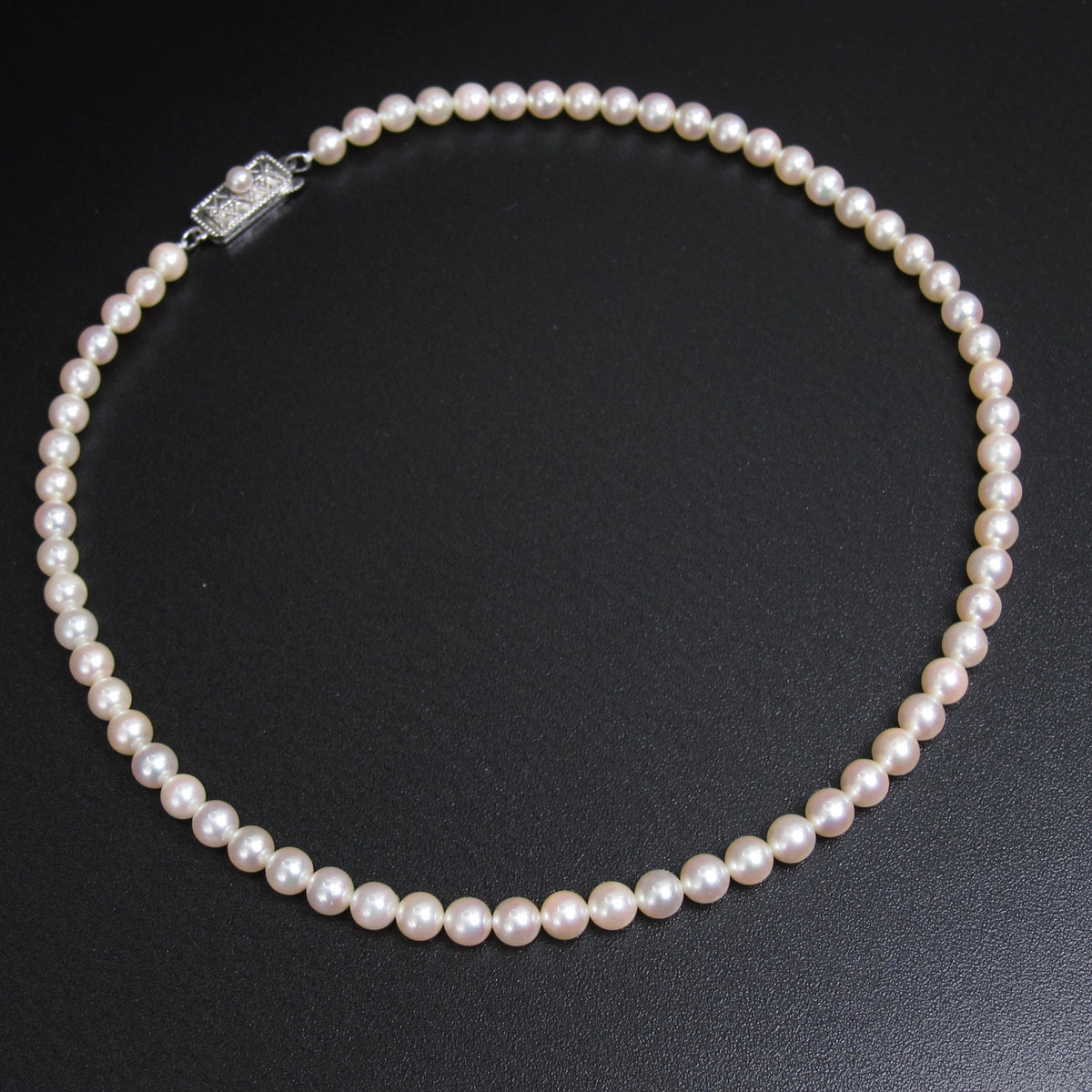 Mikimoto Vintage Akoya Pearl with SV Buckle Necklace