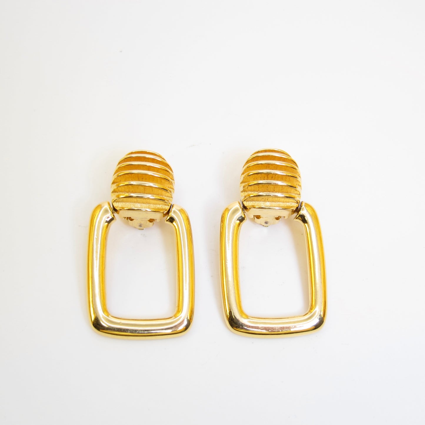 紀梵希復古時尚長方形金色夾式耳環