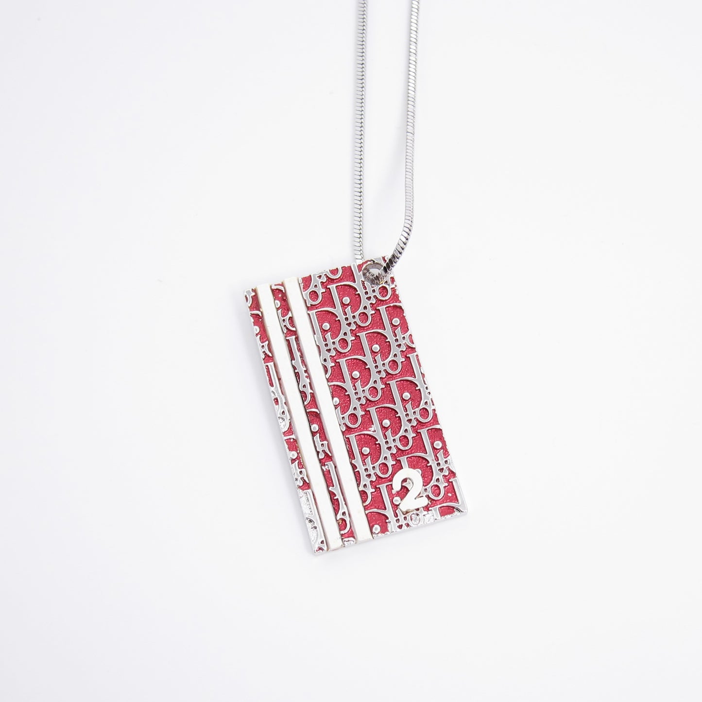 Christian Dior Vintage Burgundy Red and Silver Trotter Necklace