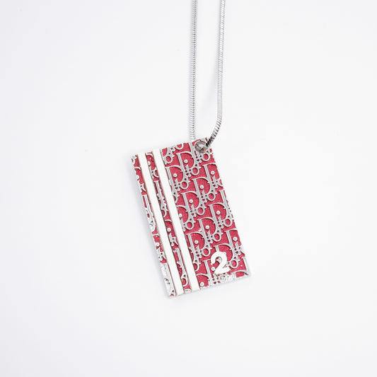 Christian Dior Vintage Burgundy Red and Silver Trotter Necklace