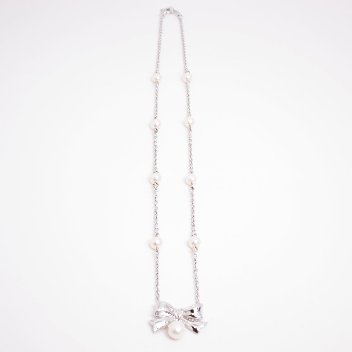 Tasaki Vintage Fresh Water Pearl and Ribbon 925 Silver Necklace