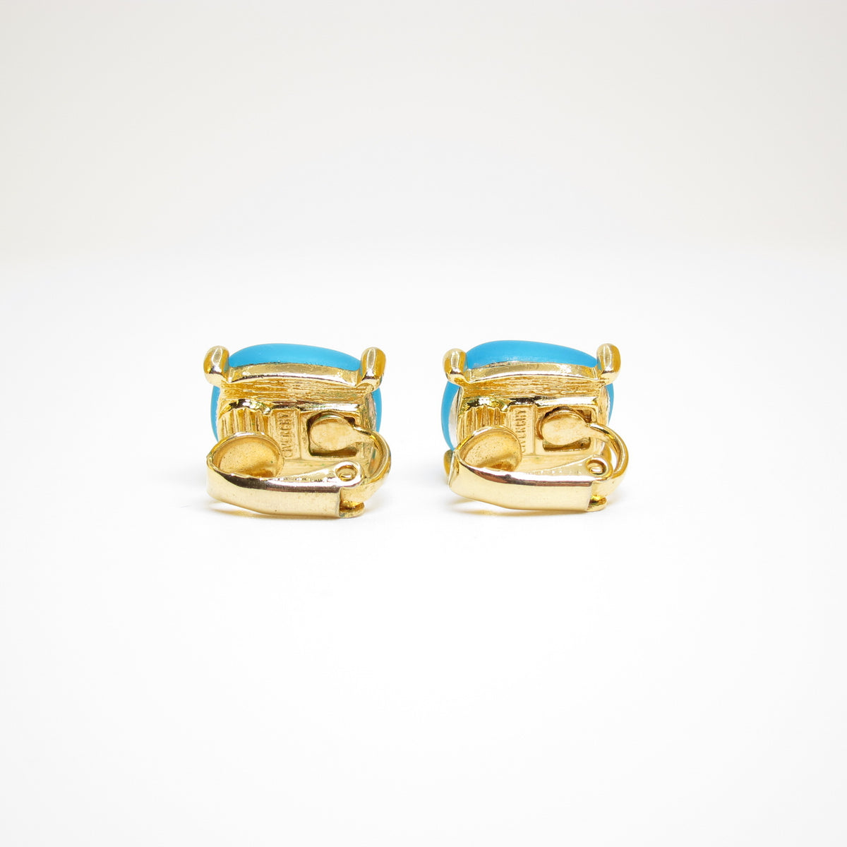 Givenchy Gold-Tone Turquoise-Blue Stone Clip-On Earrings