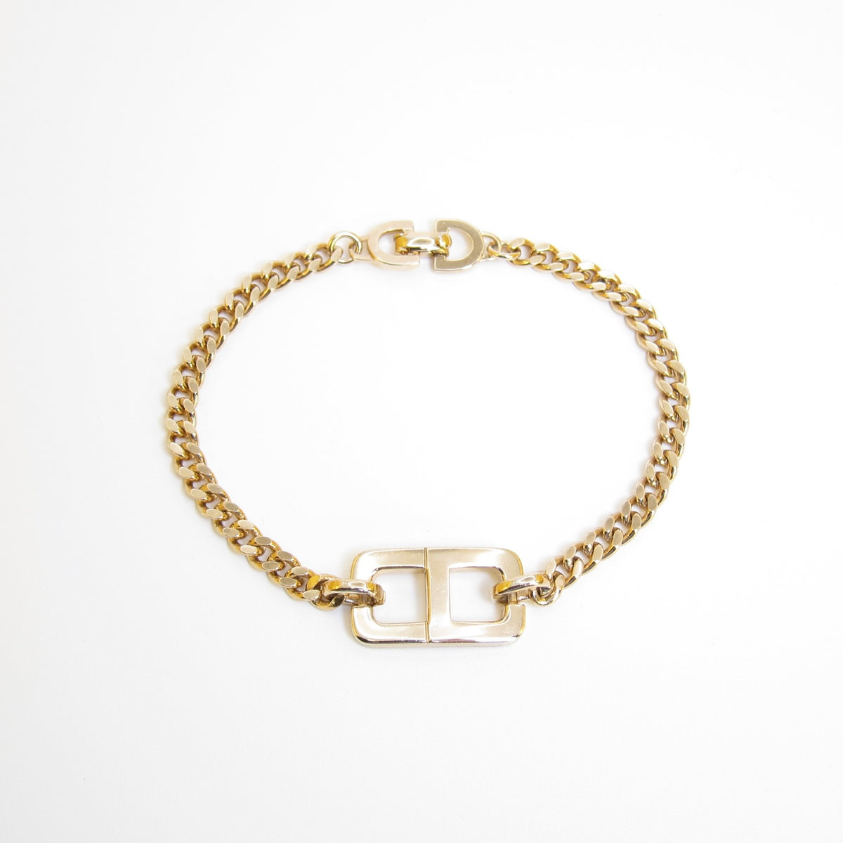Christian Dior Vintage CD Logo Gold-Tone Bracelet, 19cm