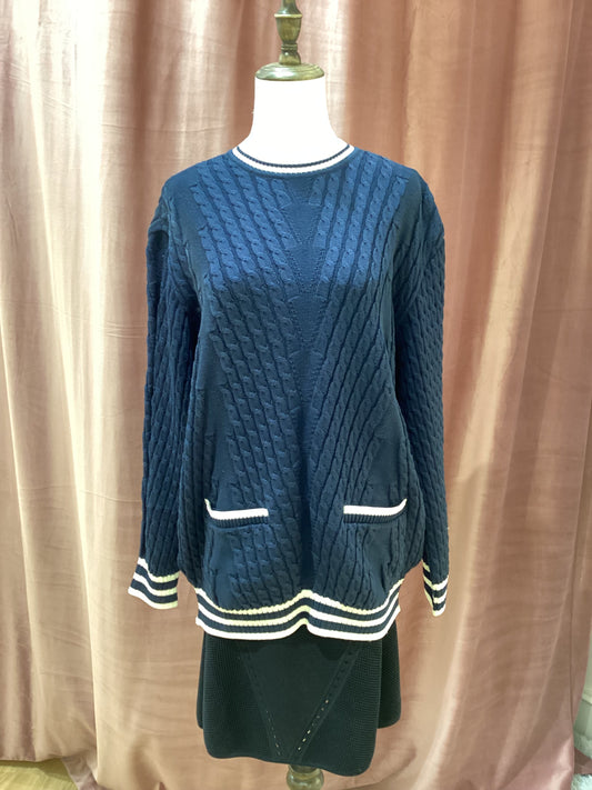 Christian Dior Vintage Navy Cotton Knit Sweater