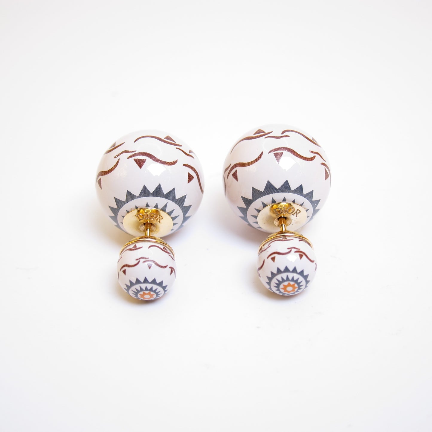 Christian Dior Vintage Tribales Ceramic Earrings