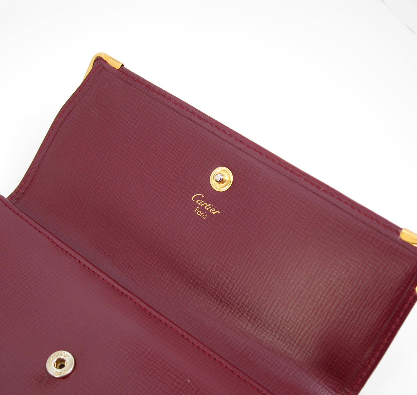 Cartier Vintage Must Line Burgundy Red Tri-Fold Wallet