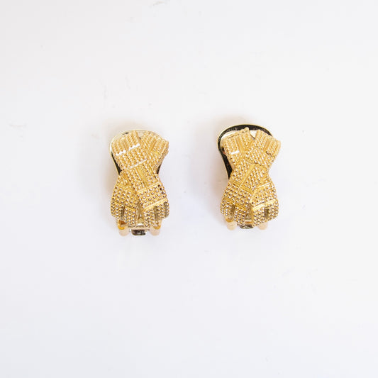 Christian Dior Vintage Cross Golden Clip-on Earrings