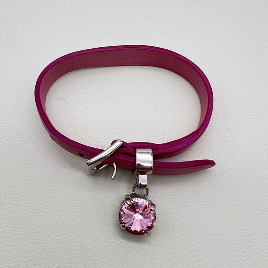 Miu Miu Vintage Pink Color Stone and Rosa Leather Bracelet