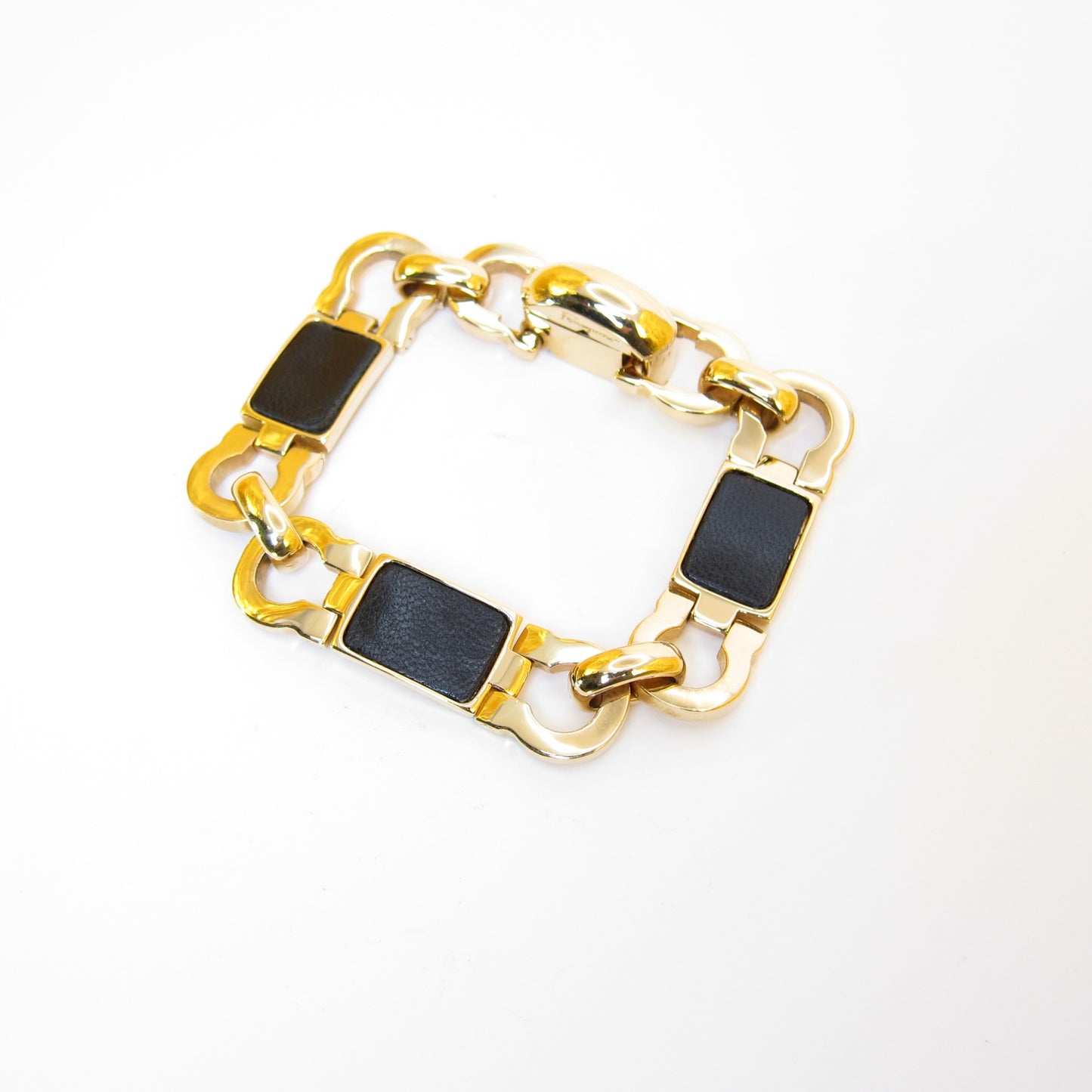 Ferragamo Vintage Gancini and Black Golden Bracelet