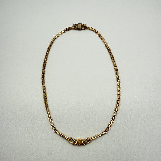 Celine Vintage Triomphe Pendant Golden Necklace