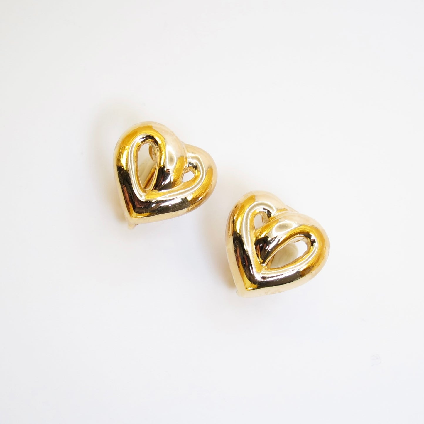 Christian Dior Vintage Heart-shaped Golden Clip-on Earrings