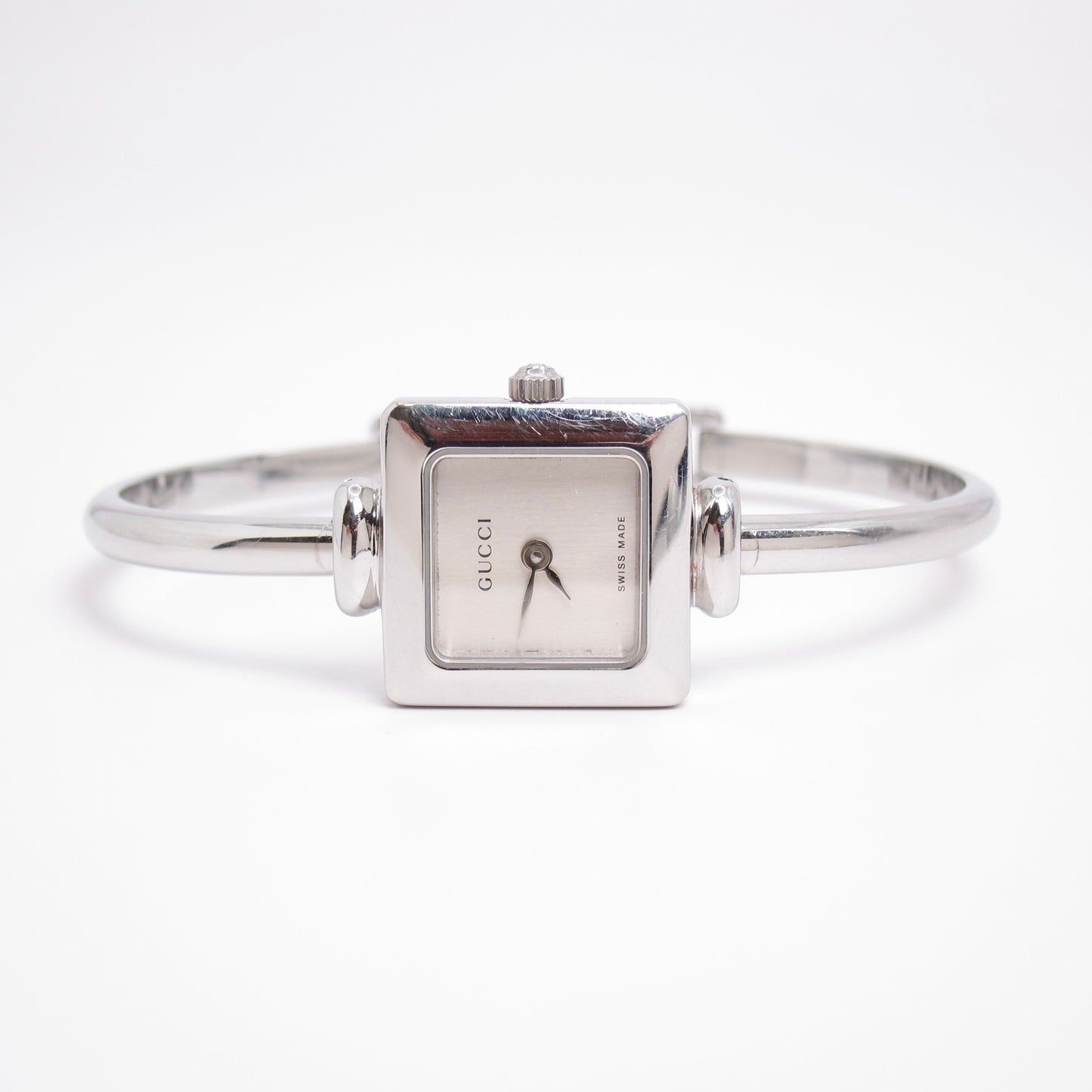Gucci Vintage Square Silver Face Bangle Watch