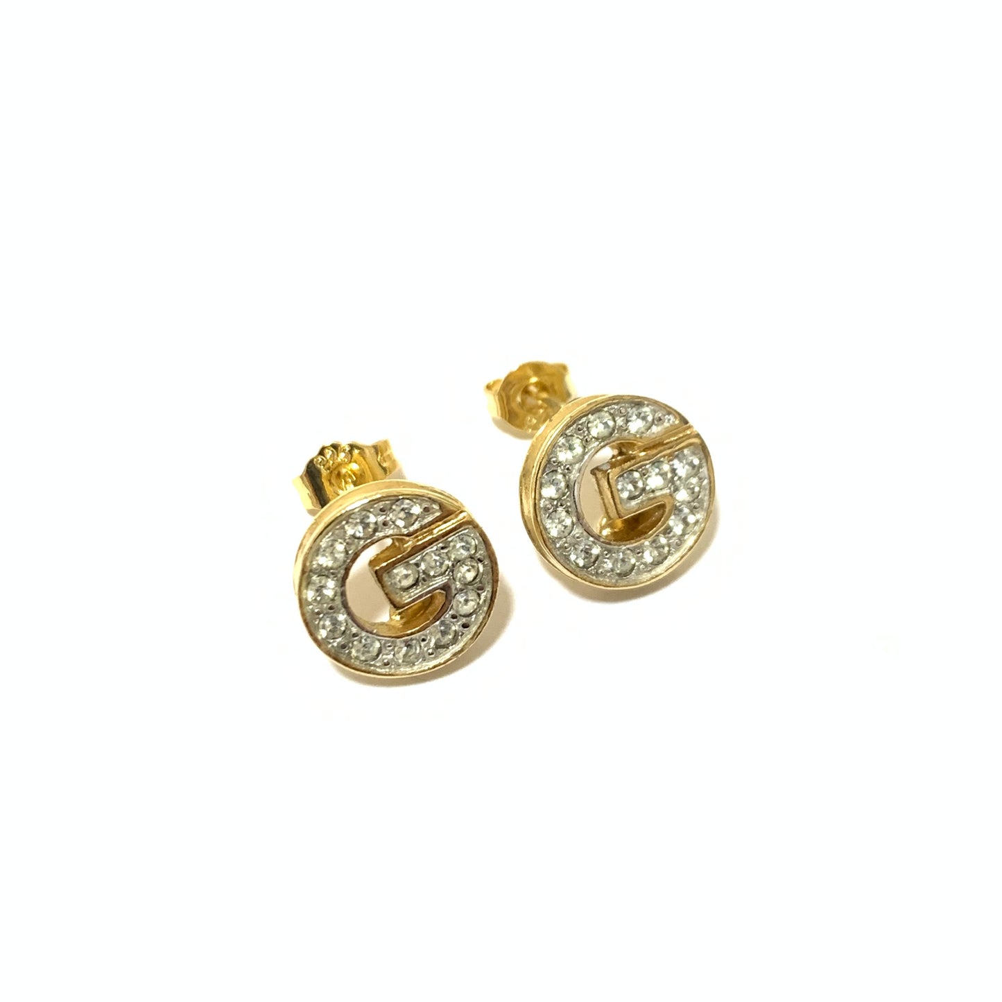 Givenchy Vintage G Logo with Rhinestone Golden Earrings