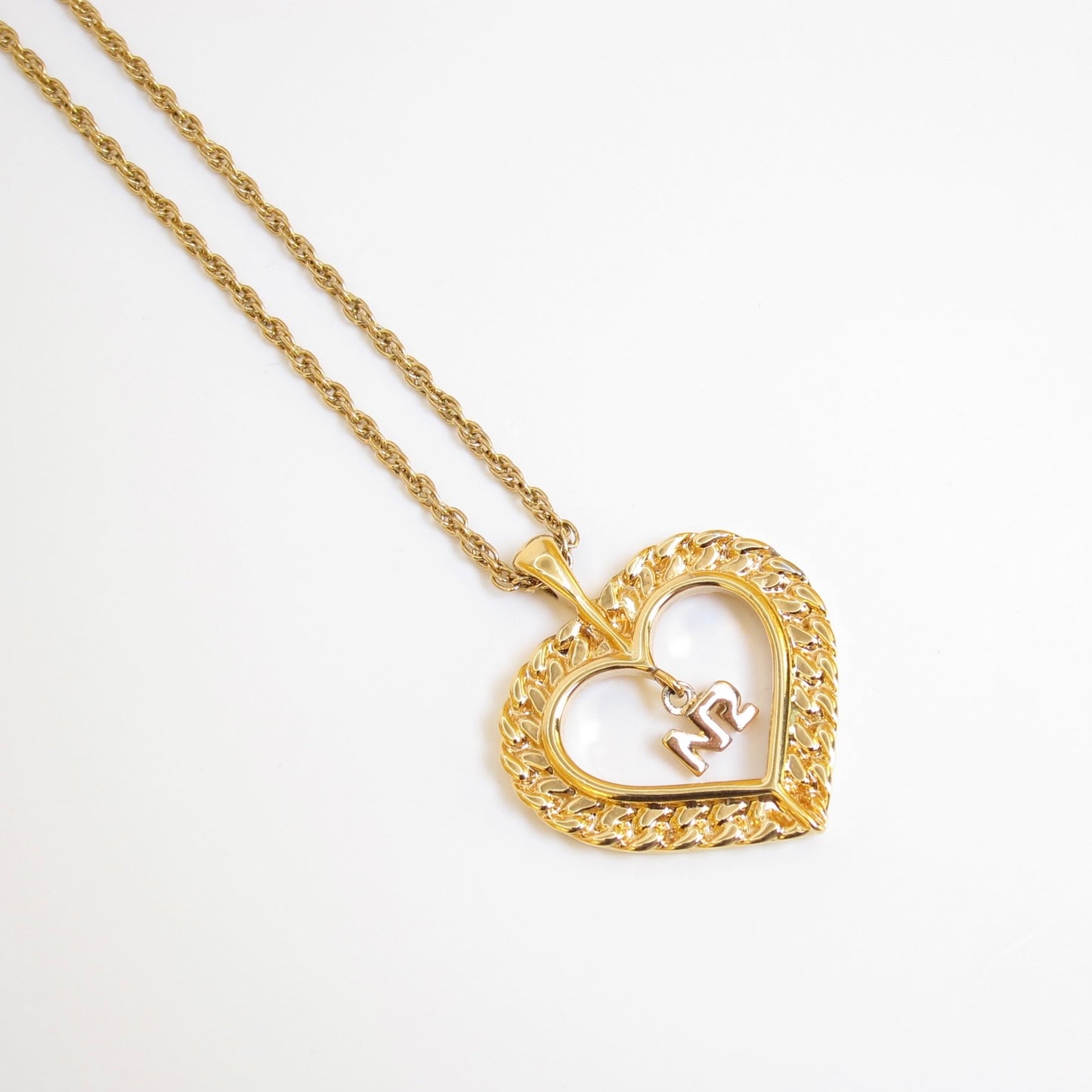 Nina Ricci Vintage NR Logo in Heart Golden Necklace