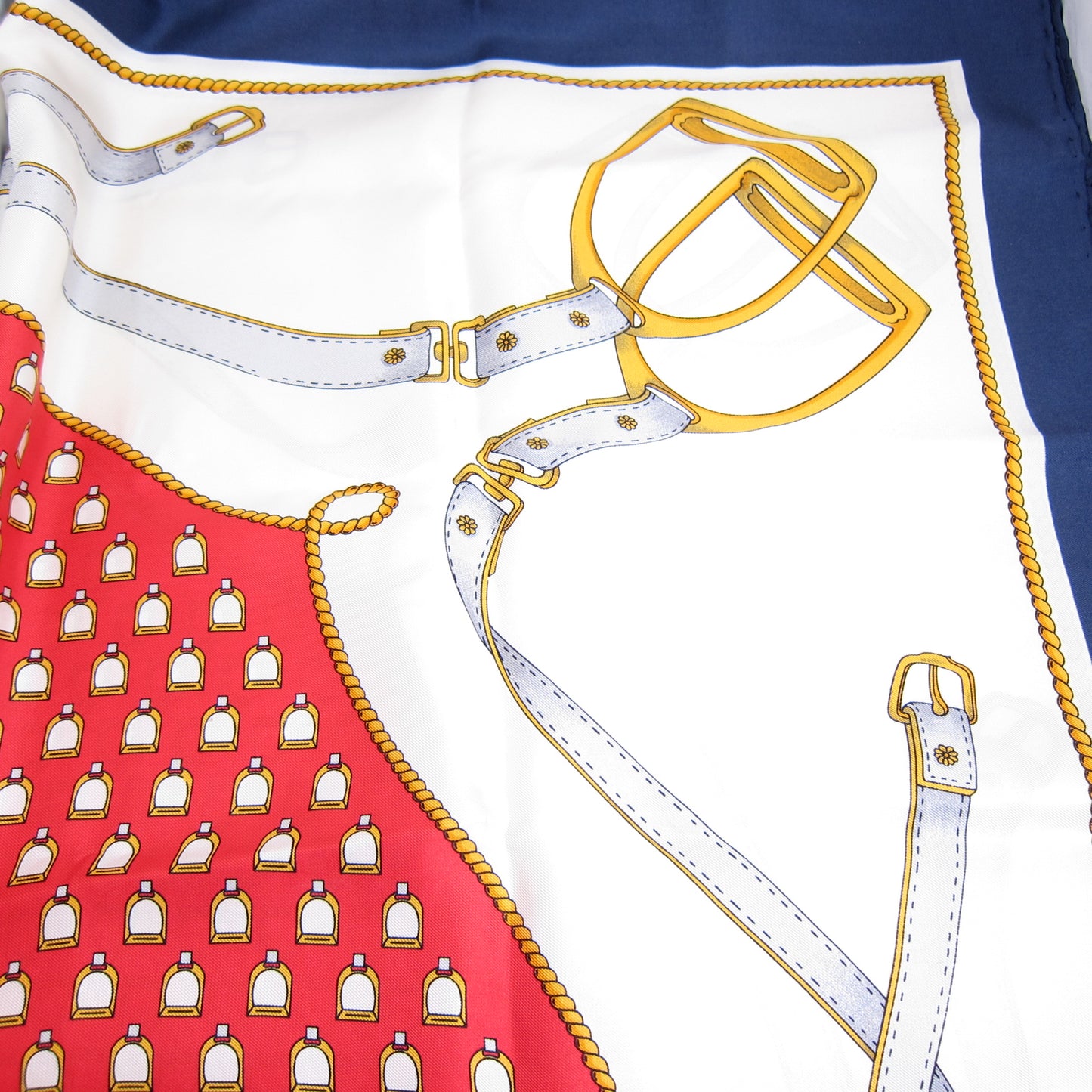 Celine Vintage Red White and Blue Silk Scarf