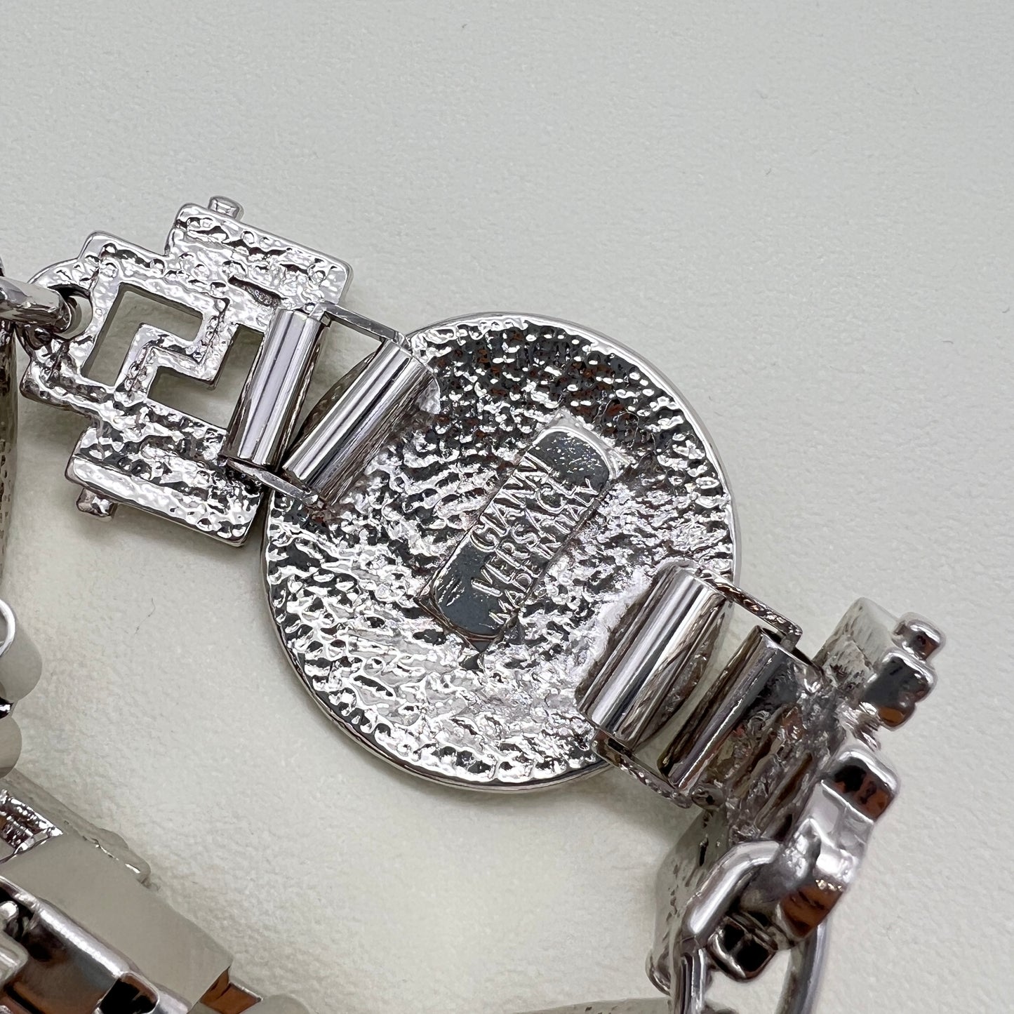 Versace Vintage Medusa in Round Shape with Rhinestone Silver Bracelet