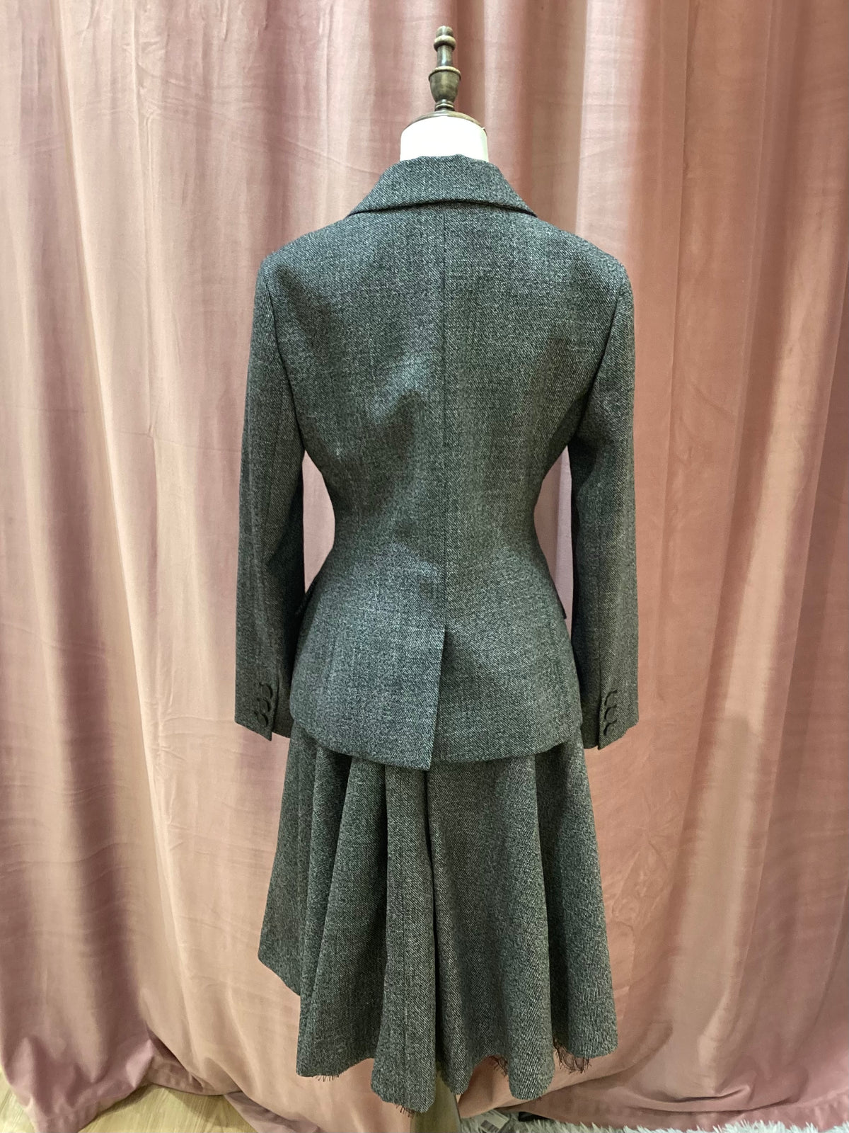 Christian Dior Vintage Gray Wool Coat and Skirt
