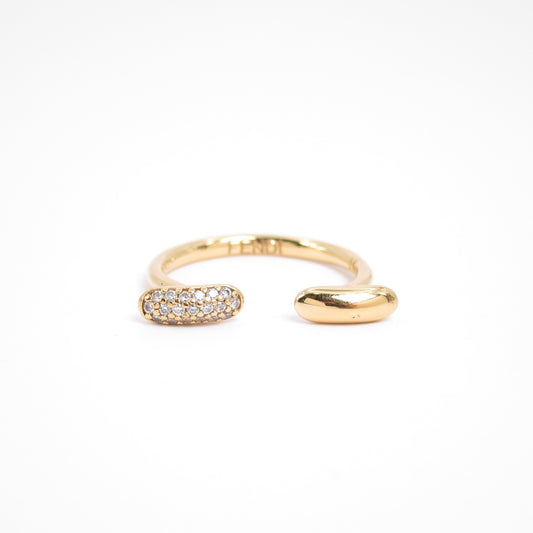 Fendi Vintage Filo Cubic Zirconia and Golden Open Cuff Ring