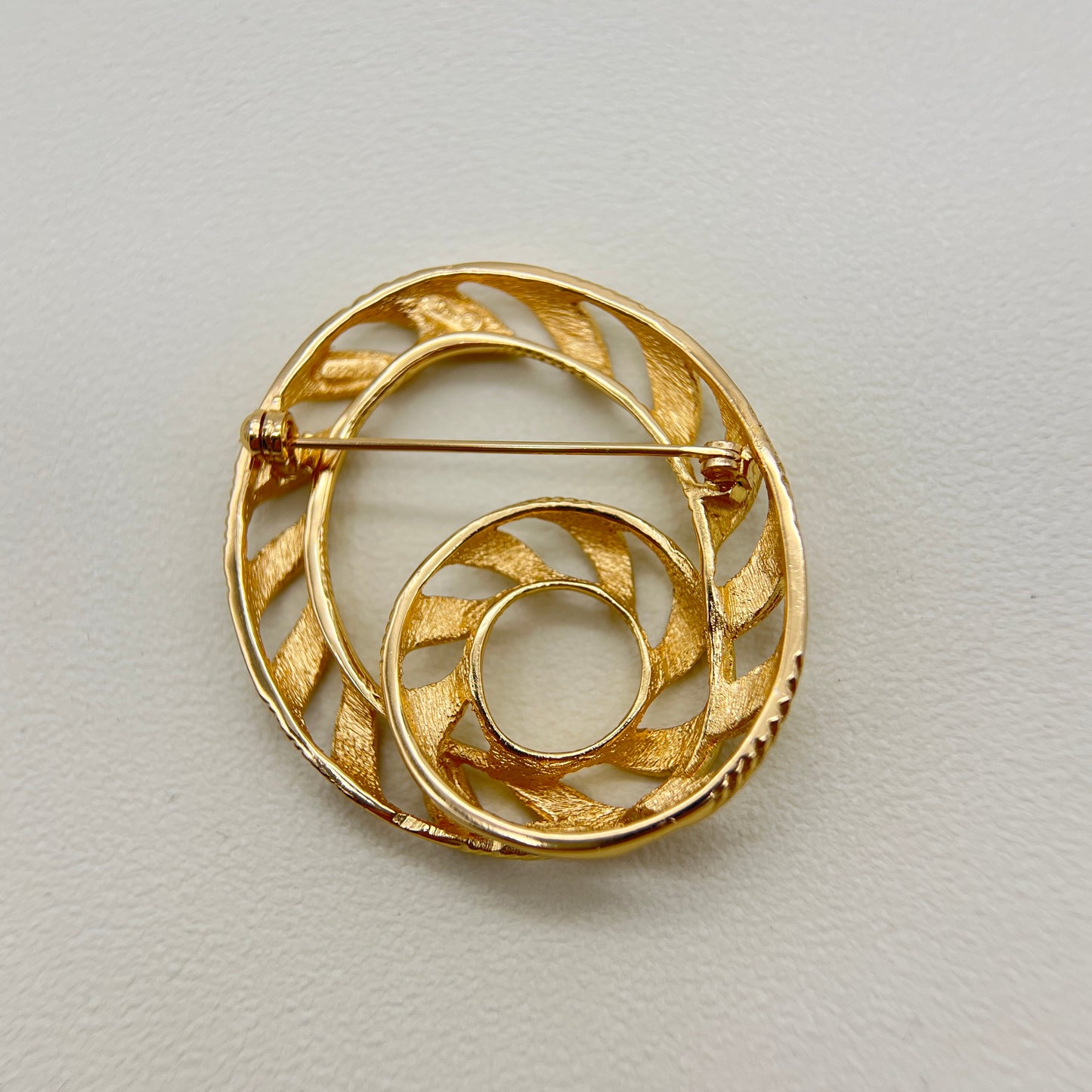 Christian Dior Vintage Double Circle Golden Brooch
