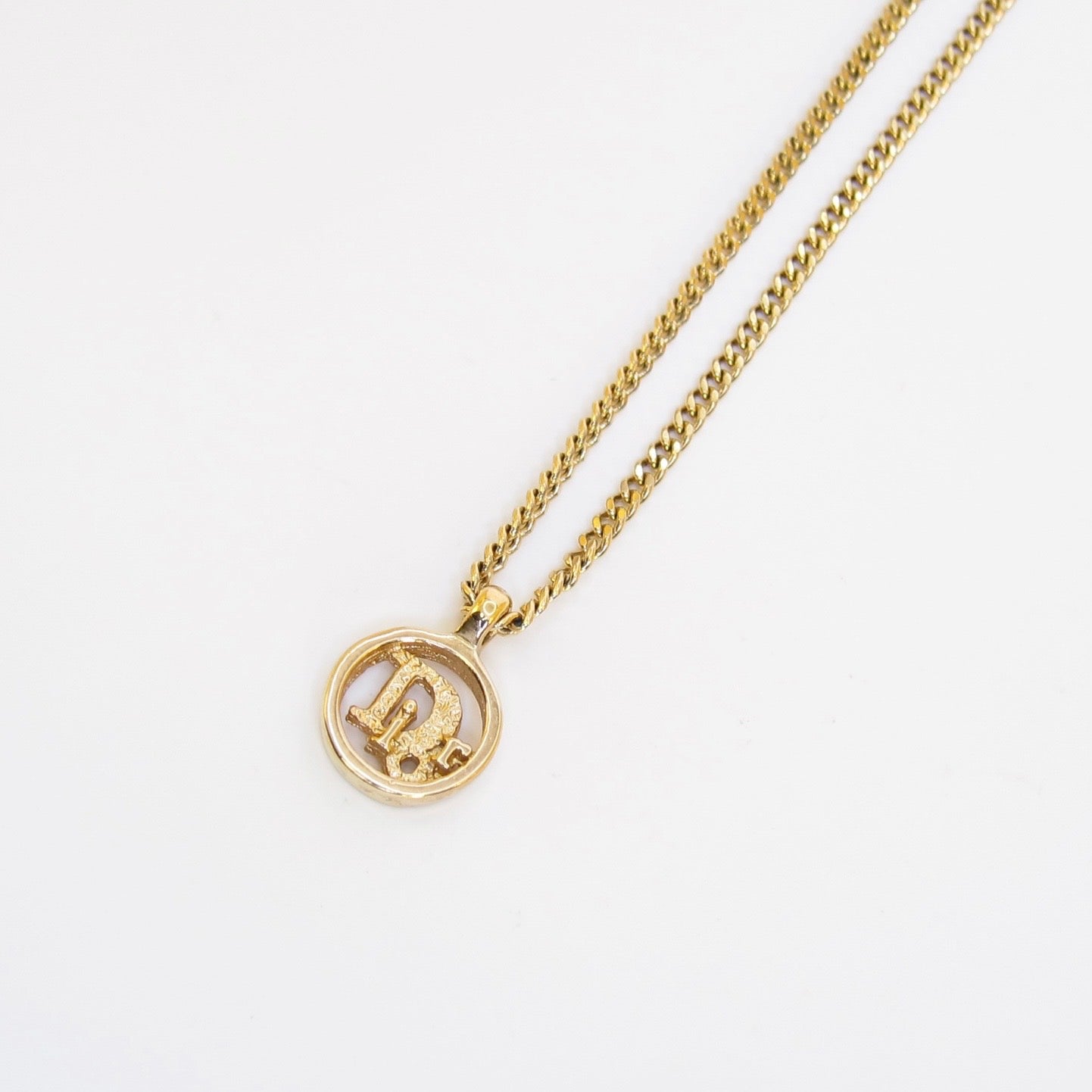 Christian Dior Vintage Dior Logo in Circle Golden Necklace