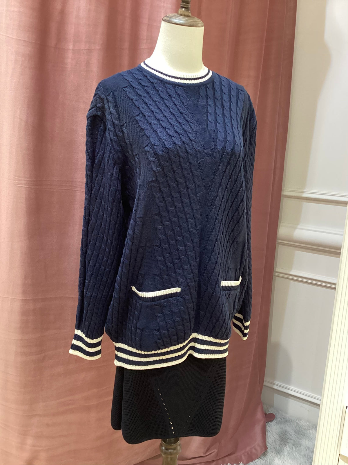 Christian Dior Vintage Navy Cotton Knit Sweater