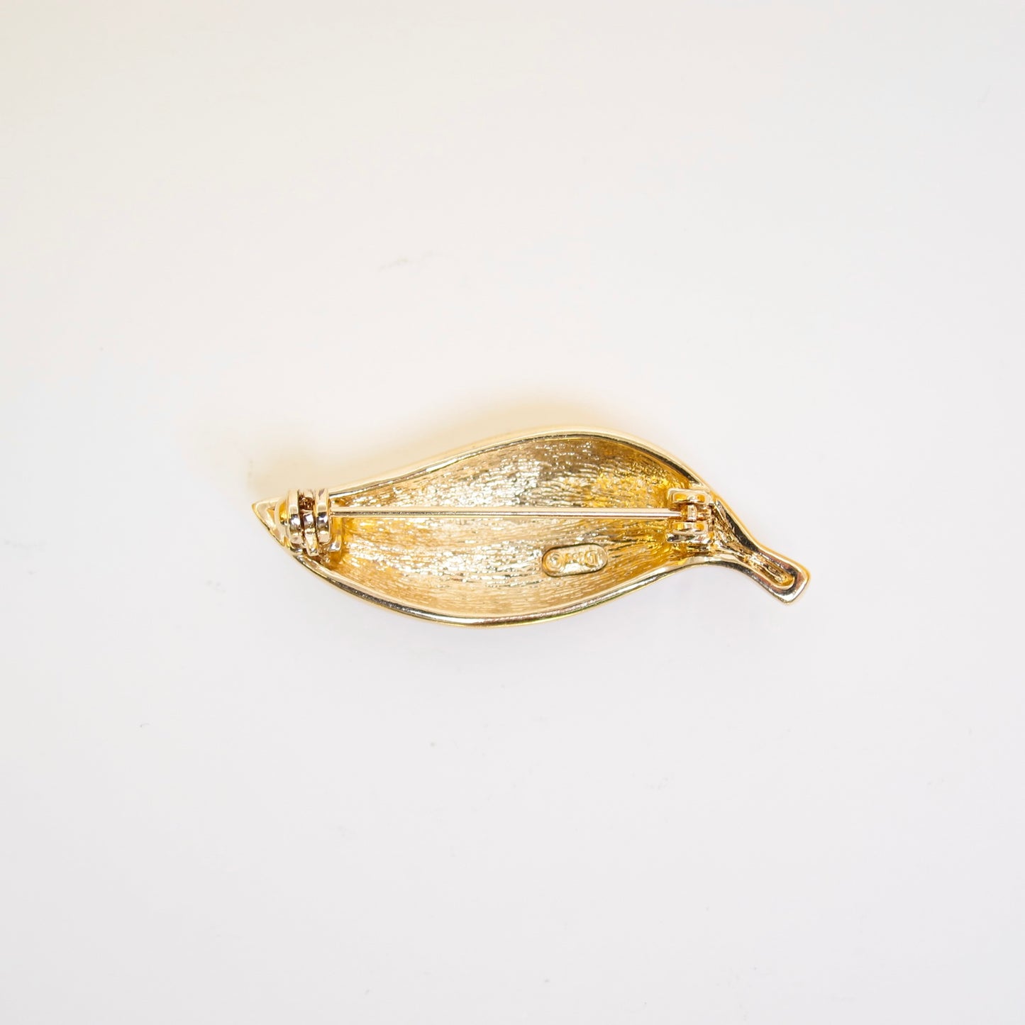 Christian Dior Vintage Leaf Motif with Rhinestone Golden Brooch