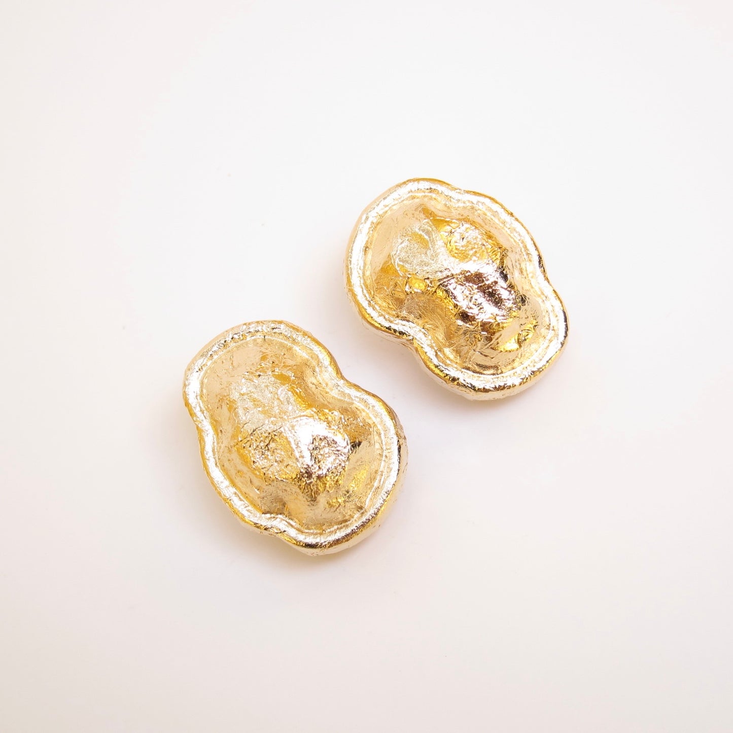Givenchy Vintage Textured Lava Bean Golden Clip-on Earrings