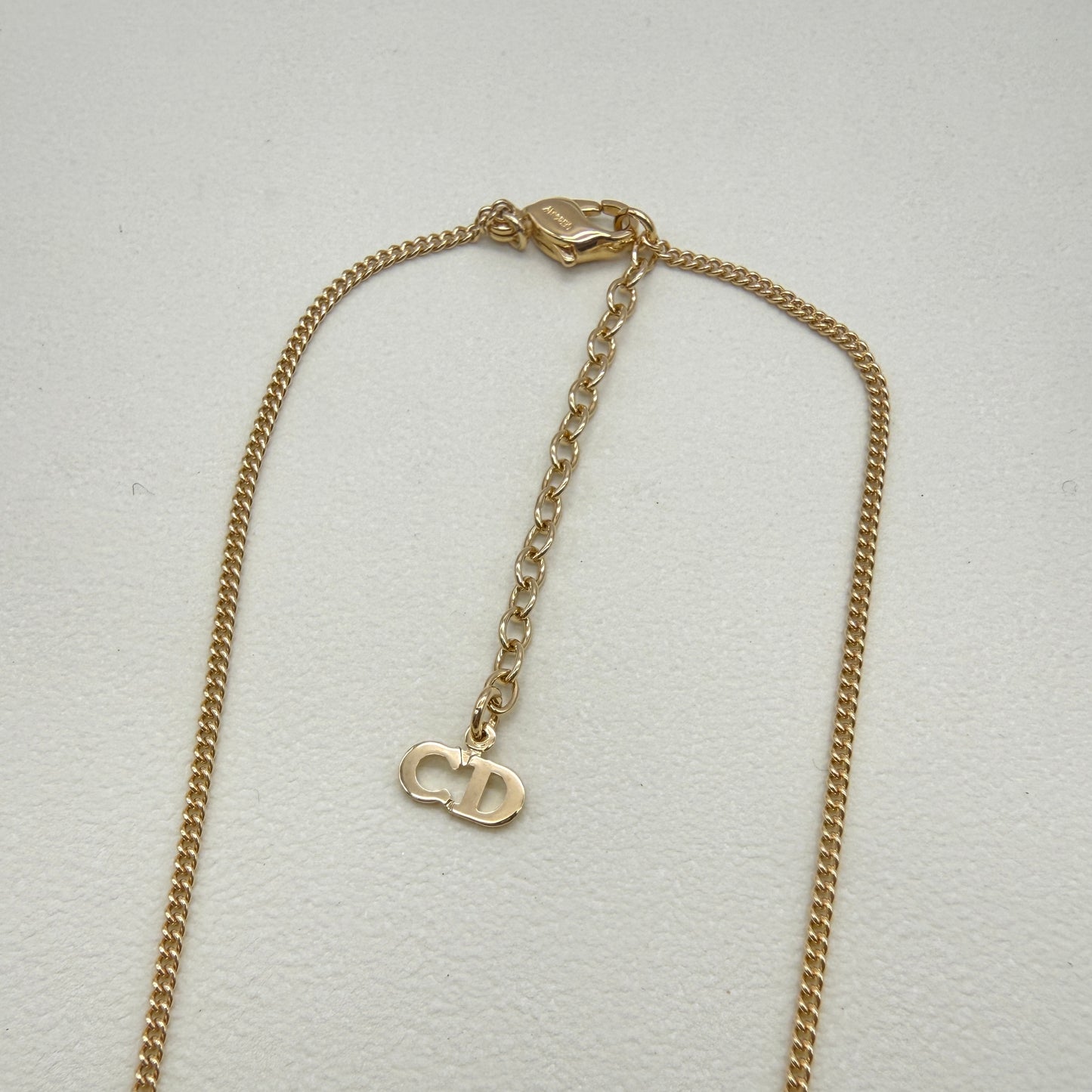 Christian Dior Vintage CD Logo with Circle and Rhinestone Golden Necklace