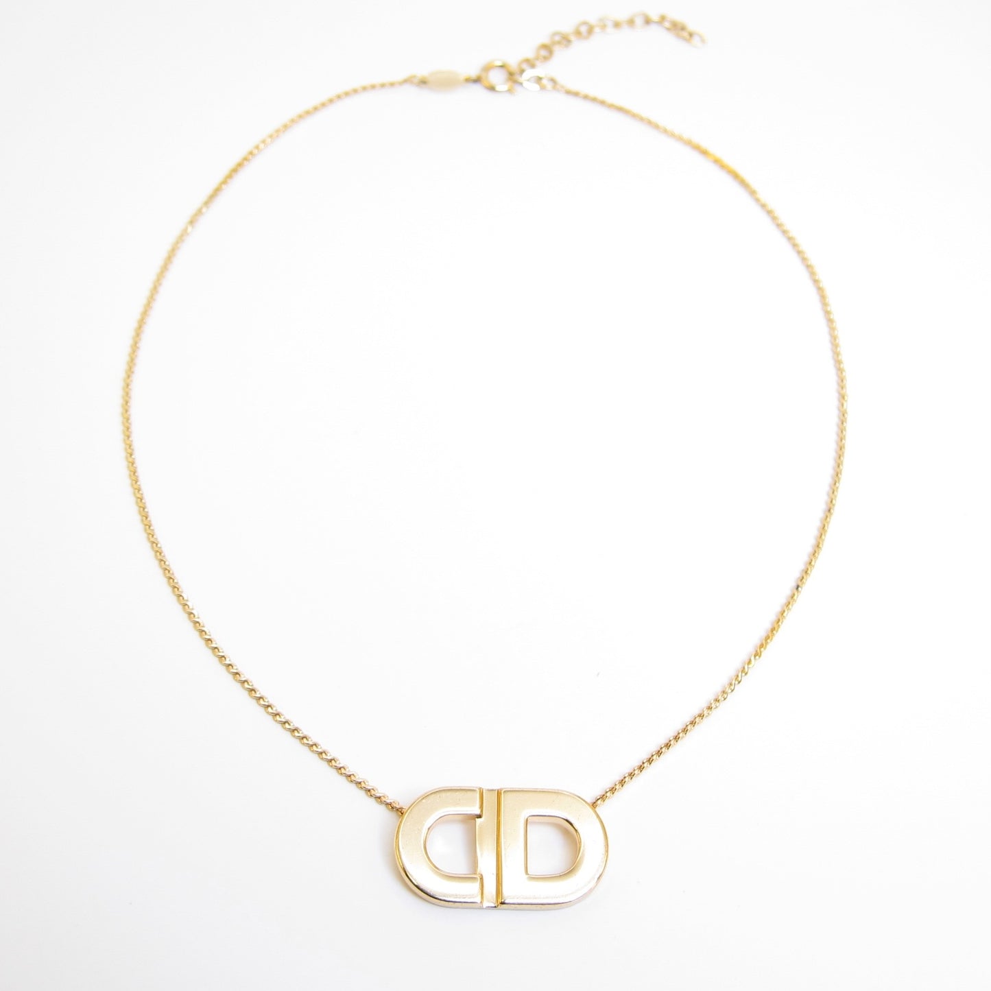 Christian Dior Vintage CD Logo Golden Necklace