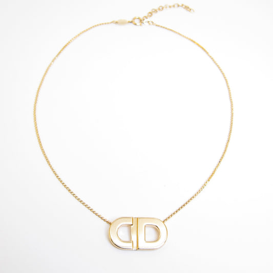 Christian Dior Vintage CD Logo Golden Necklace