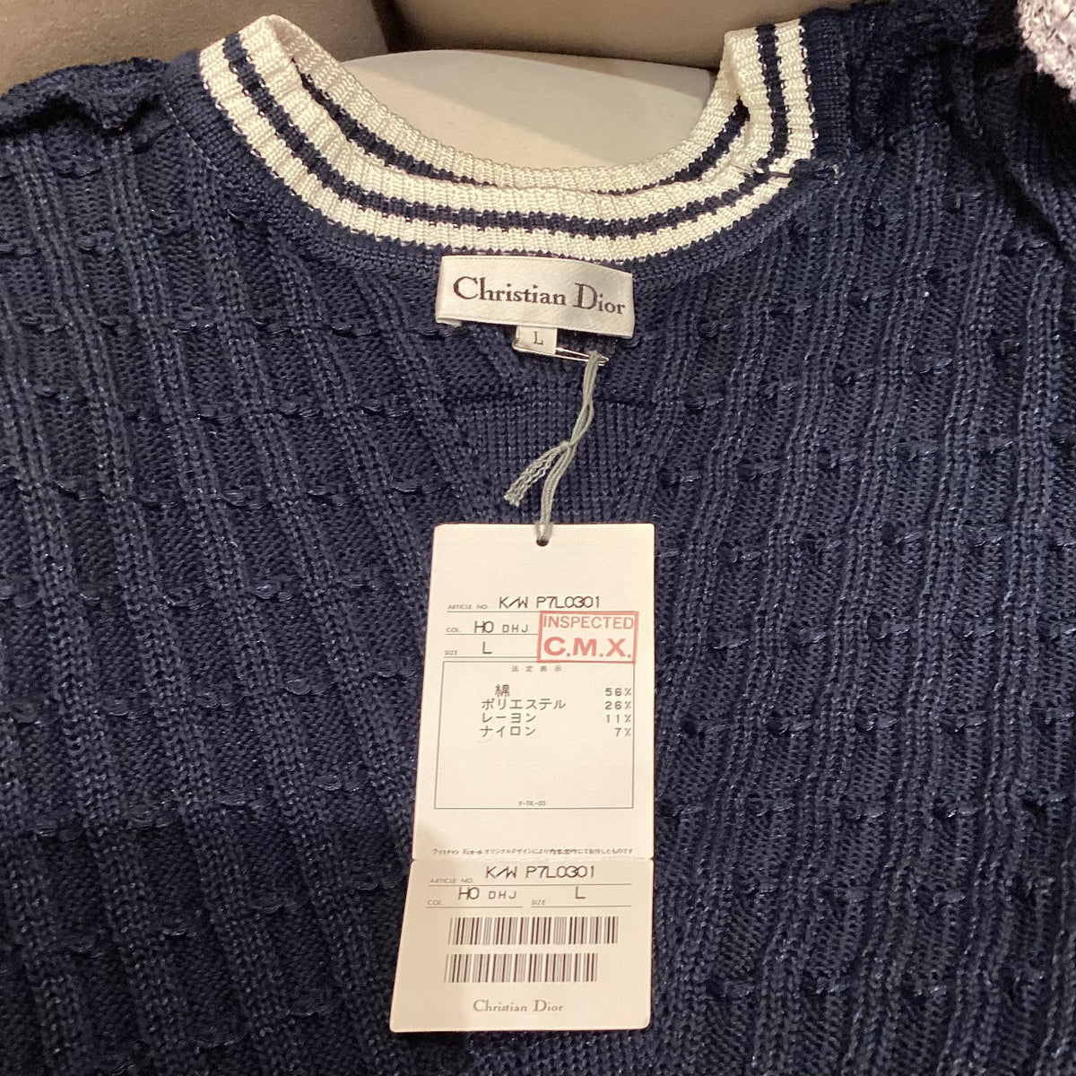 Christian Dior Vintage Navy Cotton Knit Sweater