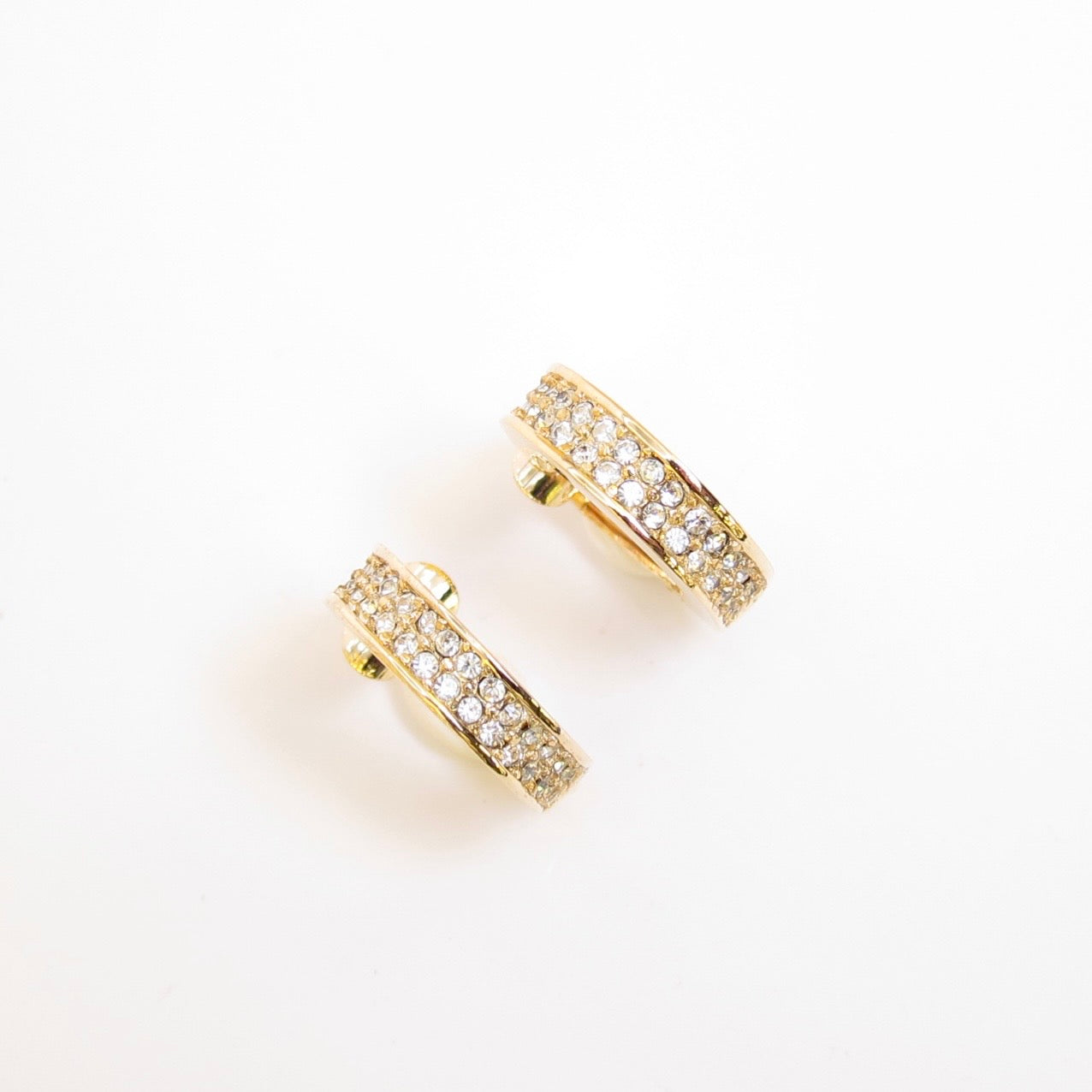 Christian Dior Vintage Rhinestone Golden Clip-on Earrings