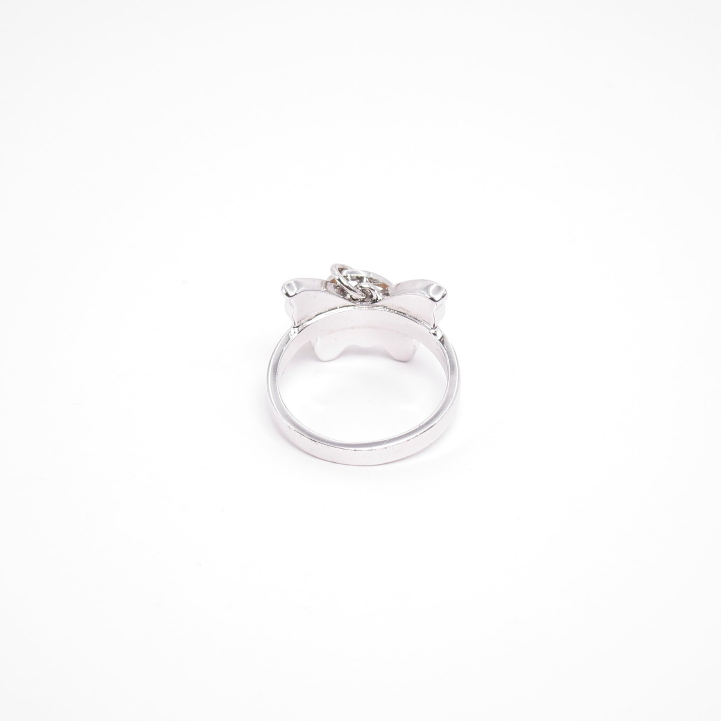 Christian Dior Vintage Dior Logo and Butterfly Silver Ring