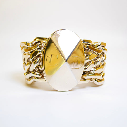 Christian Dior Vintage CD Logo Stylish Golden Bracelet